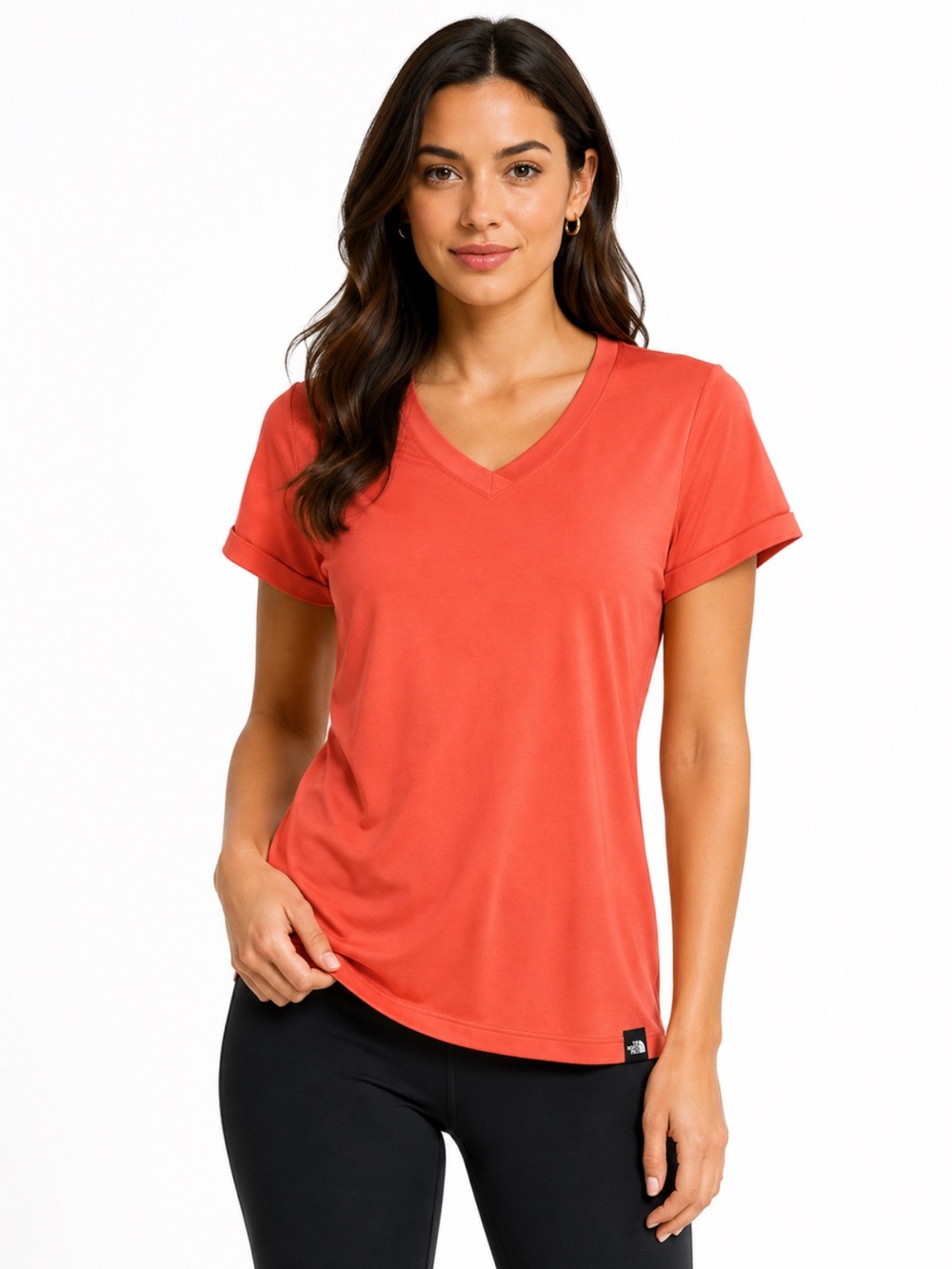The North Face FlashDry V-Neck Performance Tee Orange Athletic Top — Size S